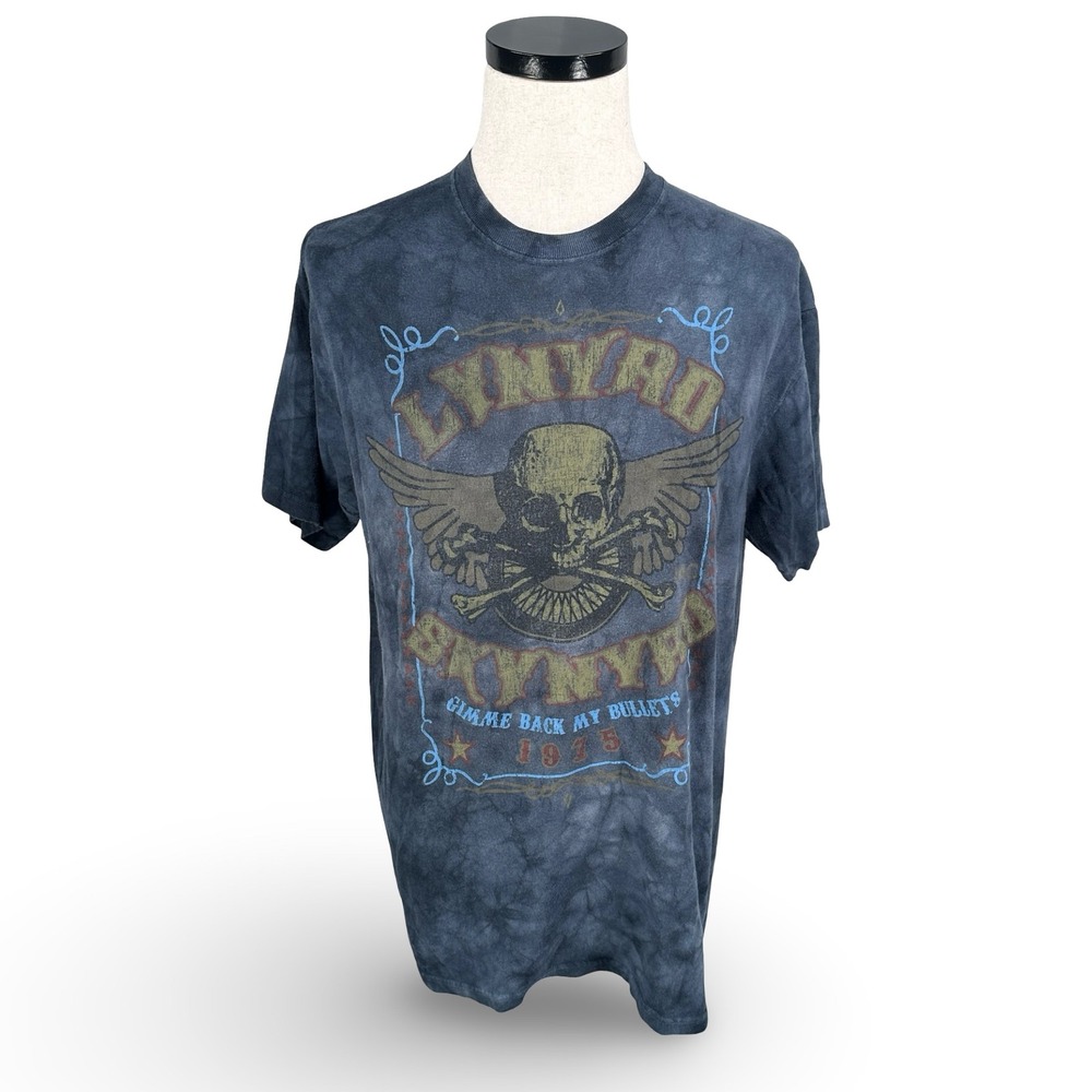 Liquid Blue Lynyrd Skynyrd Gimme Back My Bullets Gray Tie Dye Retro Shirt Large